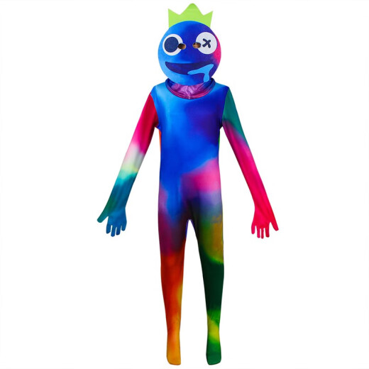Aoyanlai Halloween Rainbow Friends cos clothes blue little monster costume jumpsuit Rainbow Friends cos costumes Rainbow Ant-Man with headgear 110