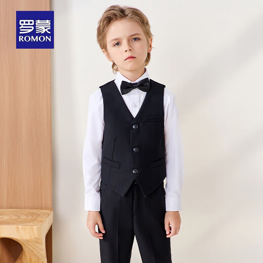 Robe pour enfants Robe Flower Boy Boy Performance Boy Host Host Black Vest Suit Long 130