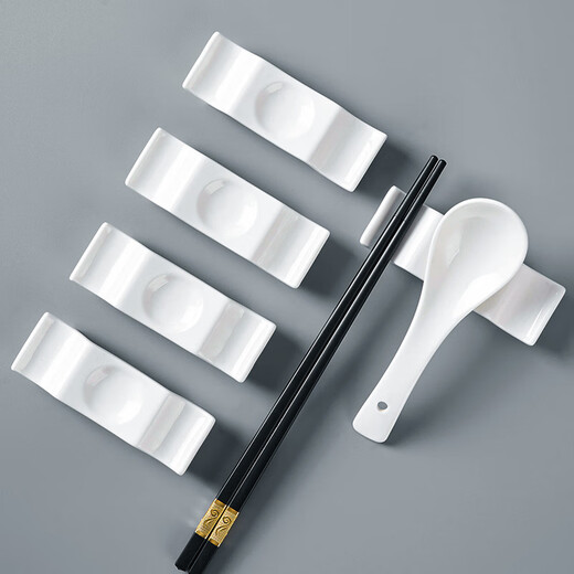 Youlaifu ceramic chopstick holder Chinese dining table public chopstick holder hotel commercial chopstick pillow chopstick holder household chopstick holder pure white chopstick holder (three uses) 5 pack