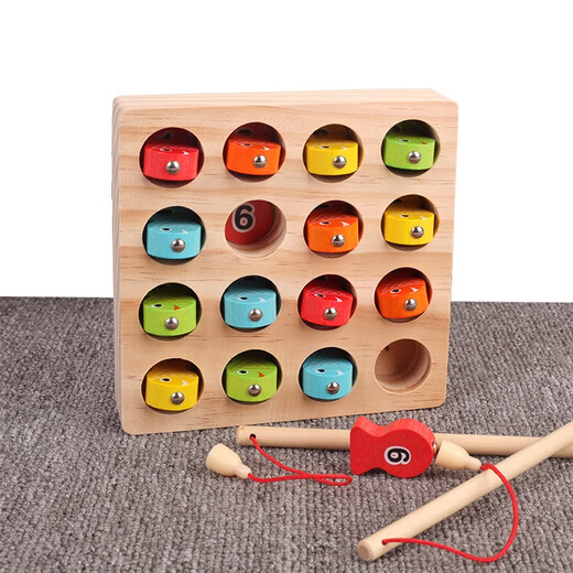 Early Education AIDS HOLDEN Jungen, Mädchen, Säuglinge, Kinder und Kinderstärke Spielzeug Massivholz 3D Stereo Magnetic Digital Fishing Game
