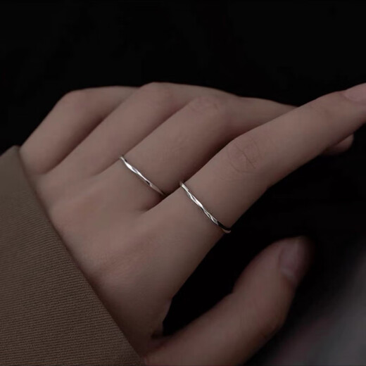 DL 1998 Fat Donglai same style plain ring 925 silver niche design index finger ring simple cold style ring versatile jewelry 925 silver thin wave ring opening adjustable