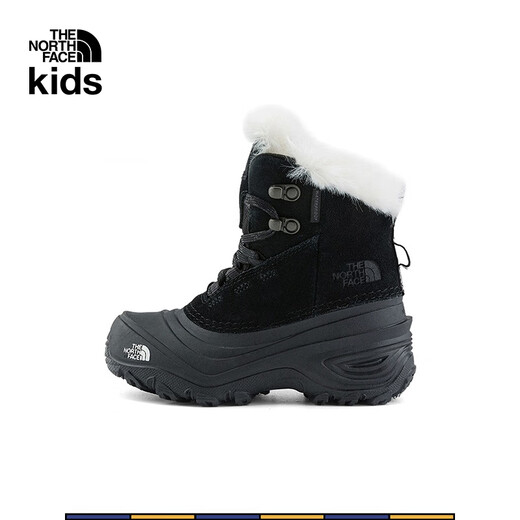 North Face Children's Warm Shoes Men's and Women's Mid-top Outdoor Shoes Cotton Shoes|7W5X KX7/Black Size 36 Shoes Length 22.5cm