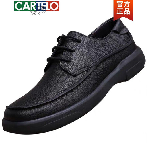 Cartelo Brand Fashion Classic Toe-Layer Cowhide Business Casual Men's Leather Shoes Подличная кожаная подошва мягкая кожаная и американская мужская обувь черная 3899 43