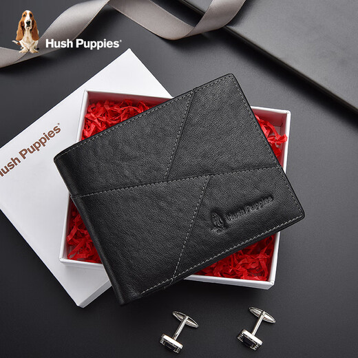 Hush Puppies Sac en cuir authentique pour hommes d'entreprise pour hommes Coup de carte légers de grande capacité Gift portable Gift Pratique pour papa à mari HC-2111208W-576 Portefeuille court