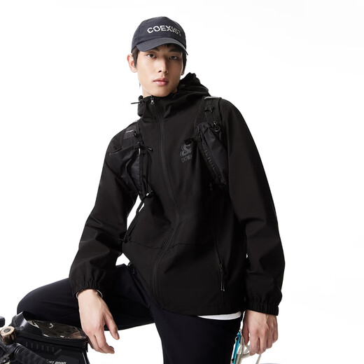 JACK&JONES Men's Trendy Spring and Autumn Jackets Men's Hooded Windproof Tops Outdoor Casual Jackets Short Versatile Jackets Men E41 Black-1 L (180)