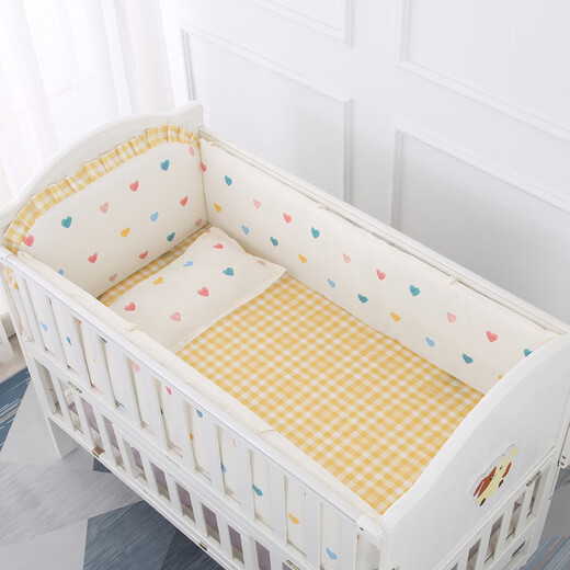 Babypure shine crib bed guard cloth children's spliced bed guard soft bag kit anti-collision guard cloth pure cotton customizable and removable for all seasons 4 pieces of guard + bed sheet color remarks 110x65 pure cotton bedding