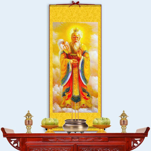 太上老君画像挂画 太上老君画像道德天尊挂画9737 太上老君01 30X80 默认明黄色