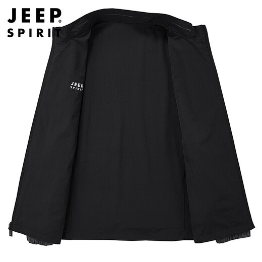 JEEP SPIRIT Jeep Jacket Men's Spring and Autumn Jacket Men's Reversible Stand Collar Casual Sports Men's Top Black XL