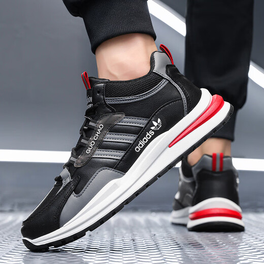 Umgang mit gebrochenem Code weicher Sohle atmungsaktiver Marken Spring- und Sommerkleidung-resistente Nicht-Schlupf-Leichtgewichte Neue Herrenschuhe Casual Board Schuhe Sport Schuhe Männer ad6628 Lederoberfläche Schwarz 39 39