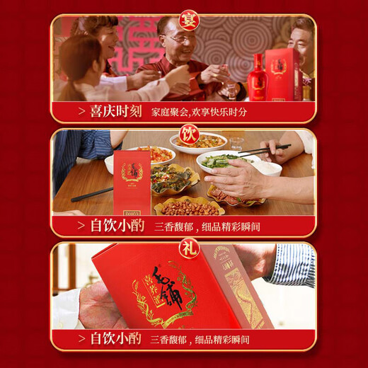 Jin brand Maopu herbal wine tartary buckwheat wine happy buckwheat wine golden buckwheat 50 degrees 500ml*6 bottles full box New Year's gift