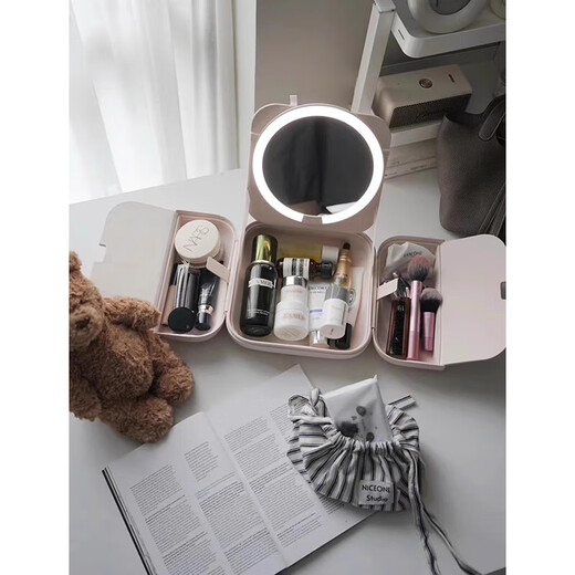 AMIRO bag mirror led lighted makeup mirror portable daylight mirror portable makeup bag makeup mirror 3.0 bag mirror pink + magnifying glass + makeup bag