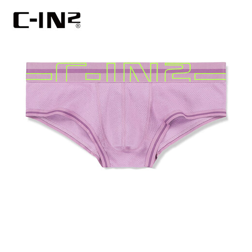 C-IN2夏季新品人造丝超低腰半包臀U凸透气小网眼性平角裤3263RT 淡紫色679偏小- 1条 M 适合2尺4-2尺5腰围(31-33码)