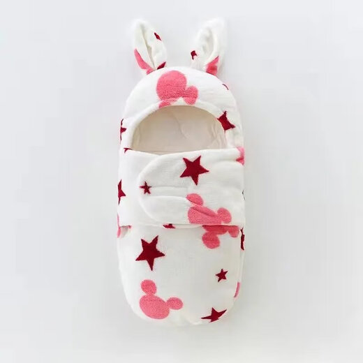 Disney (Disney) baby blanket autumn sleeping bag thickened version 0136 months newborn baby blanket newborn anti-kicking quilt plus velvet thick cotton 2129 bunny-blue 3-6 months
