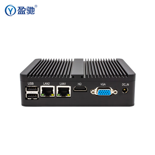 盈驰 微型工控主机双网口双串口嵌入式迷你工控机机器视觉全铝无风扇低功耗mini PC小型台式机电脑 N2830双核+2G+32G固态盘