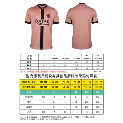 耐克（NIKE）小李子耐克24-25赛季巴黎第二客场球迷版球衣成人T恤男FQ2024-686 锈粉色FQ2024-686 2XL 170-185斤