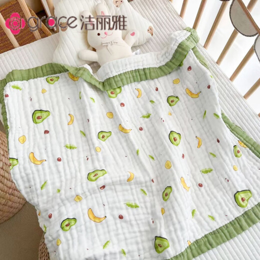 Jie Liya (grace) summer baby outing blanket thin baby gauze cotton towel quilt stroller cover blanket nap summer cool quilt ten-layer yellow deer 110*150