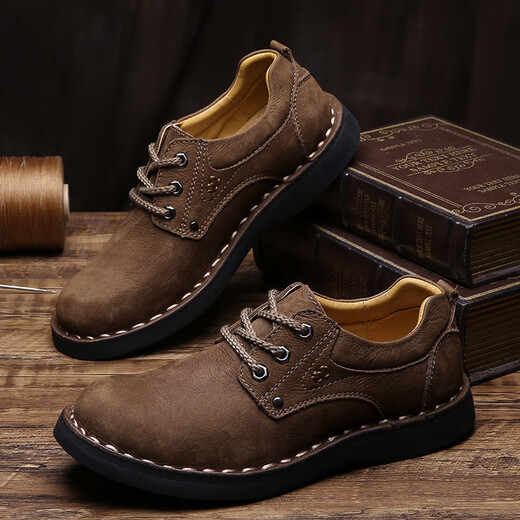 Camel active (camel active) first layer cowhide autumn and winter outdoor casual shoes men's large leather shoes genuine leather men's work shoes business dad shoes dark brown (lace up) first layer cowhide 8806 40 standard leather shoe size