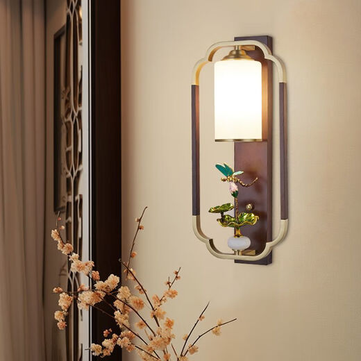 Yaotian Modern New Chinese Style Wall Lamp Full Spectrum Black Walnut Jade Lamp Living Room Rechargeable Wiring-Free Model 1002/600