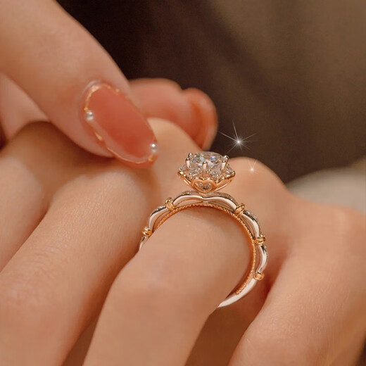 FEILACK moissanite diamond ring for women, niche design, high-end proposal, wedding diamond ring, love gift for girlfriend, birthday gift, rose gold, size 12, 50 points, finger circumference 52mm
