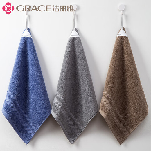 Grace (grace) square towel pure cotton face wash household small towel hand towel hanging type men and women cotton skin-friendly square square 3 lanyards (satin square towel)