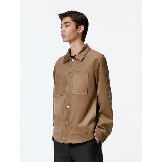 GXG Men's Suede Textured Fashion Jacket Men's Jacket 24 Autumn New Arrival Khaki L