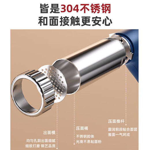 Rongshida handheld noodles machine for home portable noodle press machine gun fully automatic small electric noodle 2024 new stainless steel home electric noodle press machine standard model [5 molds + enema *3]