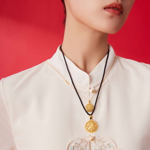Gold Supreme (3DG Jewelery) Xu Kai's same style gold pendant Eight Treasures Compass 999 pure gold pendant without necklace birthday gift price 5D pure gold hard gold - gold weight 2.15 grams - PG38001625