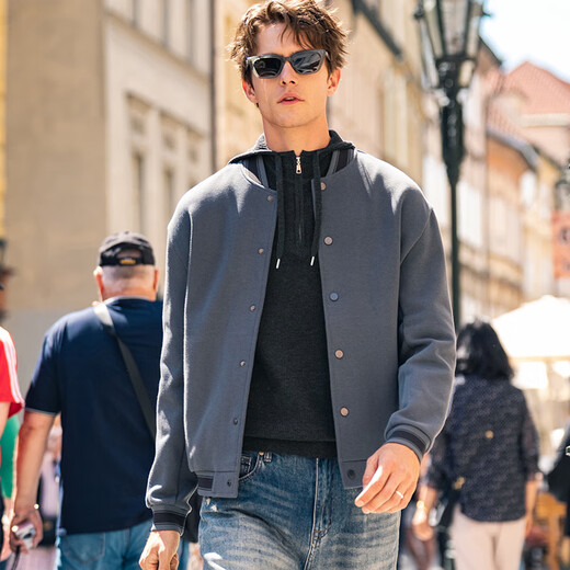 Mr. Cloth, Mr. Loch Silhouette Semi-Zipper Sweater Sweater Men's Spring y Autumn Casual Reducing Color sólido KT15781 Galaxy Gray M (170)