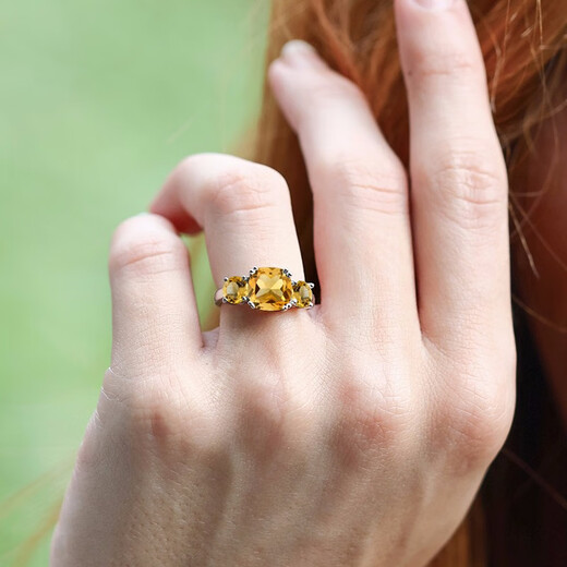 GEM STONE KING Silver Ring Women's Jewelry 925 Silver 3.9 Carat Citrine Fashion Ring for Girlfriend Chinese Valentine's Day Gift Beauty No. 5