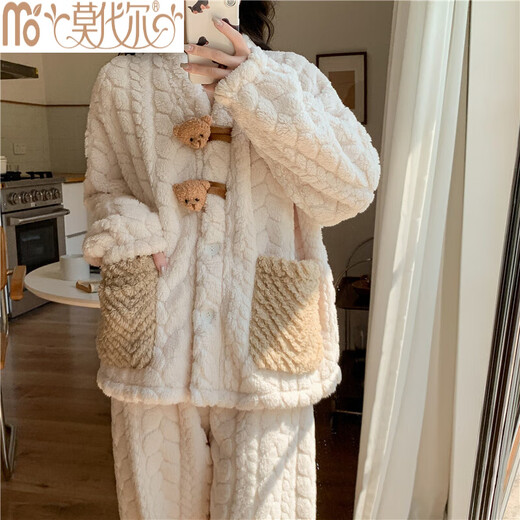 Modal 2024 Nuevo pijama de terciopelo de coral para mujeres en otoño e invierno engrosada y cálida leche de franela en ropa para el hogar de invierno Versión de alta calidad] 6623 Velvet de coral de mujeres adecuado para el peso recomendado de 5 m de mujeres 80-100 Jin [Jin equivale a 0.5 kg]]]