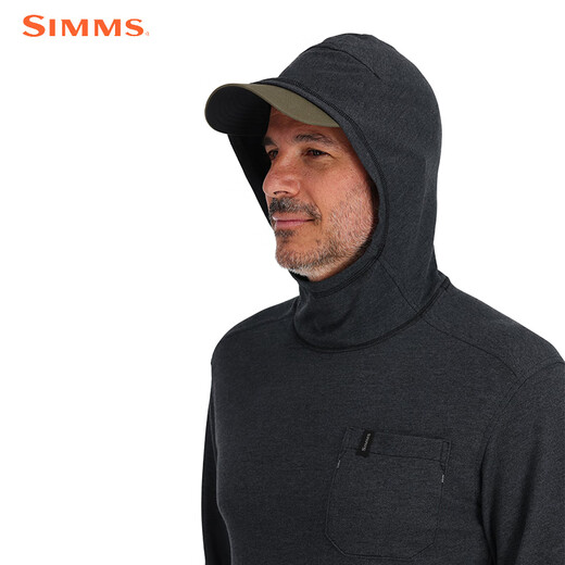 
SIMMS hooded shirt men's spring and summer sun protection clothes INTRUDER long-sleeved fishing sun protection clothes casual top comfortable and breathable PG-13570 hooded jacket black S