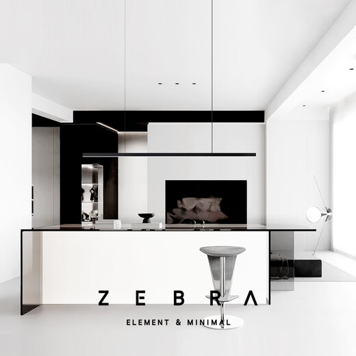 Zebra Elements Full Copper Minimalist Long Strip One-Line Restaurant Chandelier Nordic Modern Simple Black Front Desk Bar Dining Table Line Light ONE [Long Top Pan/880mm]