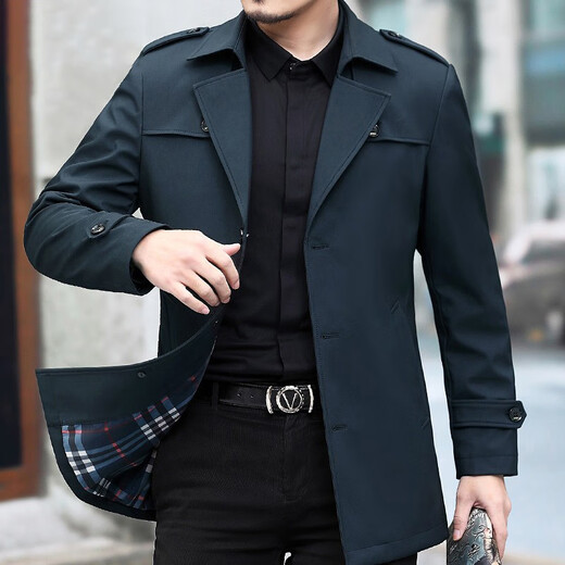 Pierre Cardin high-end men's windbreaker short high-end business casual British style jacket men's casual lapel spring and autumn windbreaker top Khaki M 170