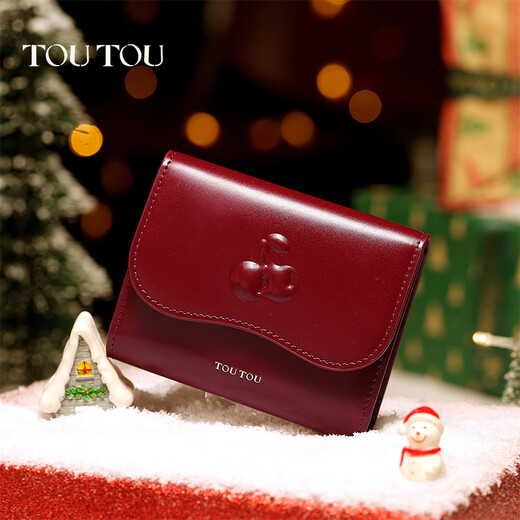 Toutou Frauenbeutel und Frauenstil im Jahr 2025 und schicken Mädchen Pfirsich Brieftasche Handmünze Brieftasche Mädchen Geburtstagsgeschenk Kirsch Red [Geburtstagsgeschenk]