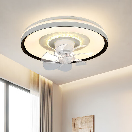 V-POWER智能卧室吊扇灯风扇灯LED灯具客厅餐厅现代简约吸顶灯电扇灯 【惠】9904-J黑白-96W无极-360摇头