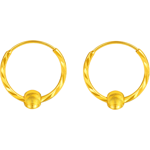 Saturday Fu 5G craft gold earrings for women sparkling gold beads pure gold earrings price A0910235 one pair about 1.27g