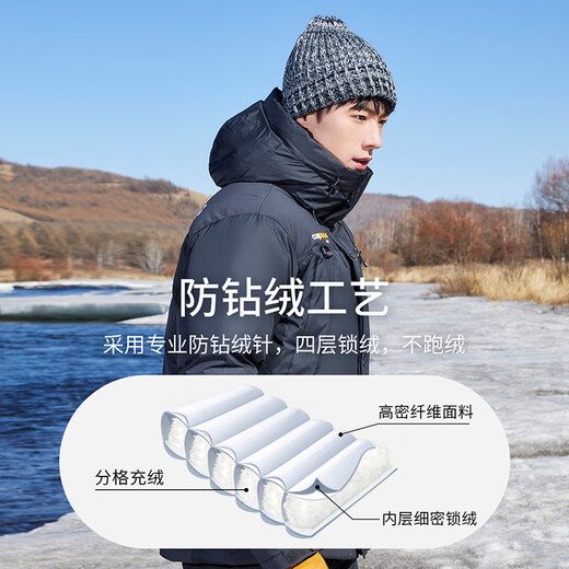 SCALER Down Jacket Men's 900 Puff Outdoor Thickened Short Large Goose Down Jacket Women's Harbin Travel Warm Jacket Black-Men-900 Puff Goose Down L