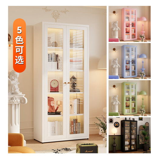 Shengnai steel bookcase glass door dustproof bookshelf storage cabinet wrought iron storage cabinet living room storage cabinet home display cabinet