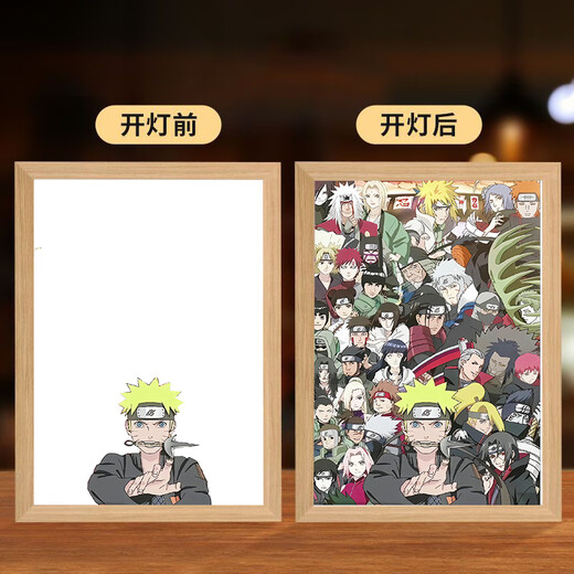 Naruto lighting painting small desk lamp ornaments bedroom bedside TV cabinet couple gift creative cartoon luminous painting 13603 Naruto group photo 1 USB three colors adjustable [rechargeable model large size]