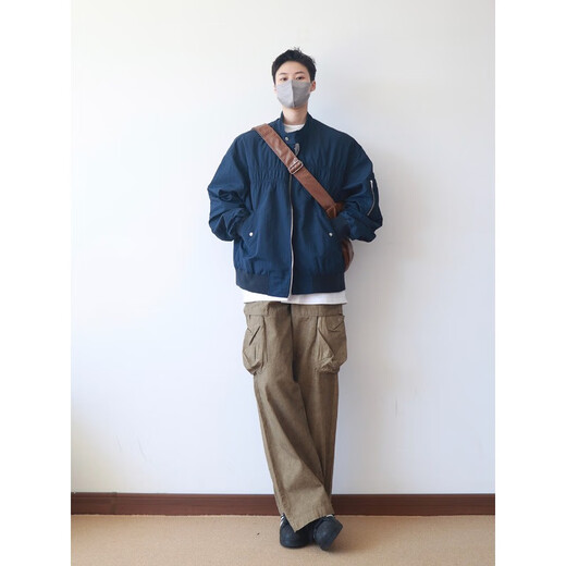 Digada Jacket Men's Spring New American Trendy Baseball Collar Jacket Trendy and versatile casual and handsome top SSQWP-691 Blue 2XL