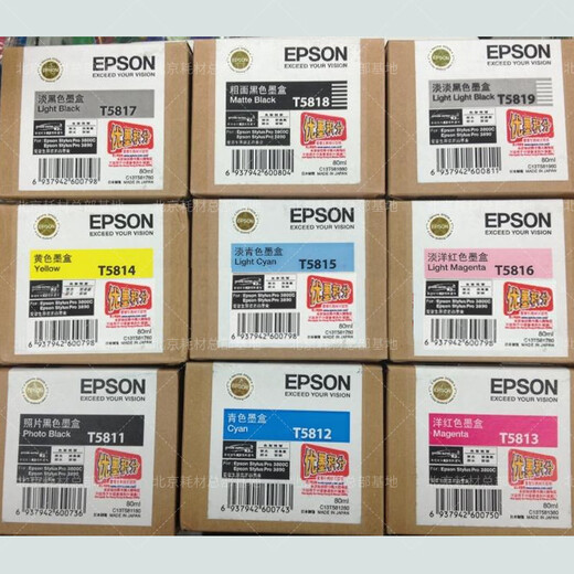 原装爱普生3890墨盒 3800CT5811121A45789 T5817墨盒 22年左右原装T5815淡青色