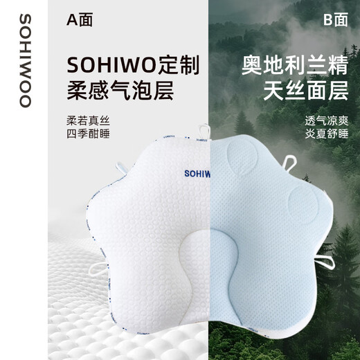 Sohiwoo Baby Shaping Pillow 0-6 Months Sleeping Round Head Pillow Corrects Newborn's Head Shape Breathable Prevents Flat Head Deviation Color Matching White Blue Upgraded Antibacterial and Anti-mite Style 40x29x9cm