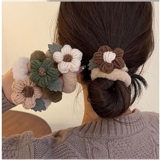SAHANE Zuo Yusen small flower headband for girls cute plush thick hair band autumn and winter hair band sweet hair rubber band hair accessories flowers random 2 pieces