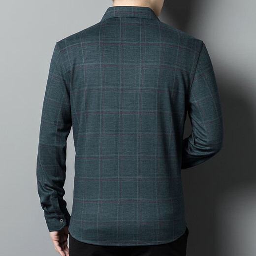 
Hengyuanxiang long-sleeved shirt men with wool spring and autumn business casual daddy top middle-aged and elderly winter thickened plaid shirt G15053 medium gray M [100-120Jin[Jin equals 0.5 kg]]