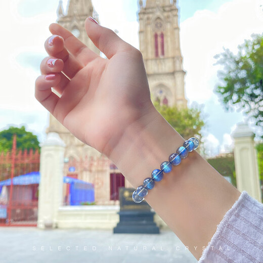 Eternal Symbol Collection Pooh Ice Gray Moonstone Bracelet Strong Blue Light Labradorite Ball Bead Bracelet for Men and Women Collection Moonstone 9mm