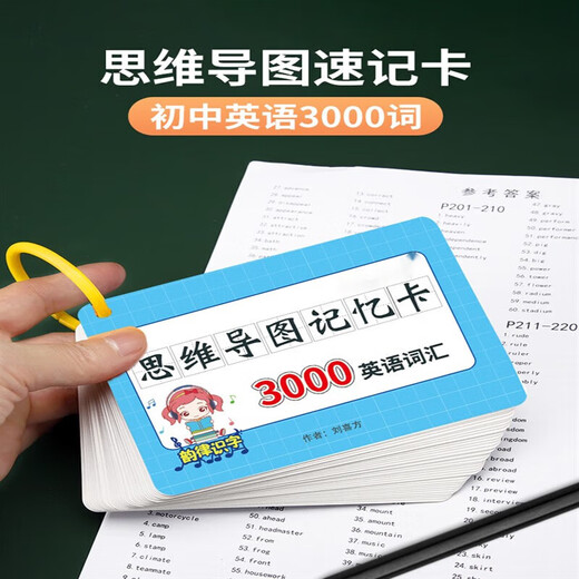 Bénétrance de Beizhilu Junior Strothand 3000 Carte de mots anglaise Carte mentale Vocabulaire à haute fréquence English Card Portable Card Junior High School 3000 mots + 1278 Mots composés + boîte de rangement