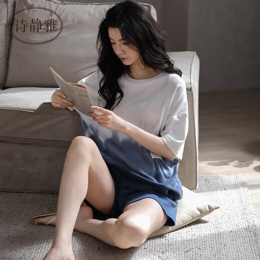 诗静雅（SHIJINGYA） 睡衣女夏季纯棉薄款短袖短裤家居服夏天时尚休闲可外穿套装 CXH 12210女短袖 2XL 女(推荐140-160斤)