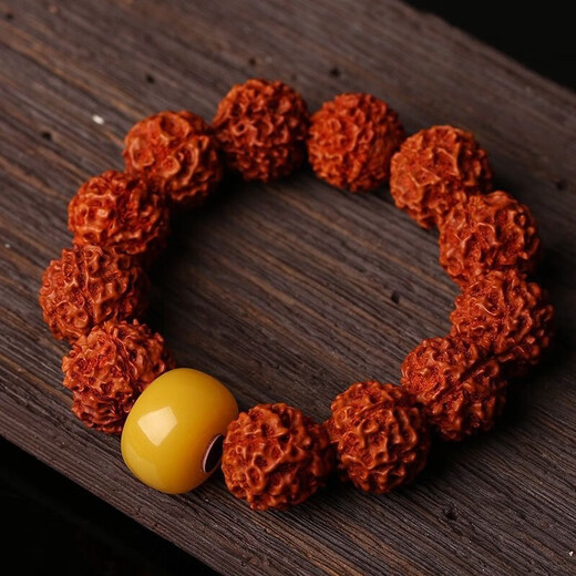 Fat Donglai same style beeswax single bead amber pier button wheel bead abacus bead loose bead chicken fat yellow pier 12MM 1 piece
