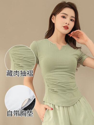 Traje de yoga de Aimengniao (Aimengniao) Traje para mujeres para carreras de verano y ejercicio de ropa de secado rápido Padres de yoga Camiseta de manga de la manga de la manga corta 2024 Set de estilo nuevo Black + Black L