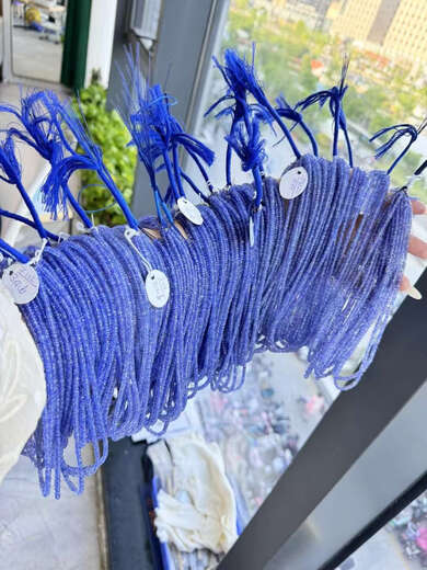 Fujiu natural tanzanite sapphire faceted disc beads necklace bracelet diy semi-finished loose beads single bead with beads fine faceted disc beads 3.2mm half length about 20 cm